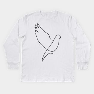 Dove - single line art Kids Long Sleeve T-Shirt